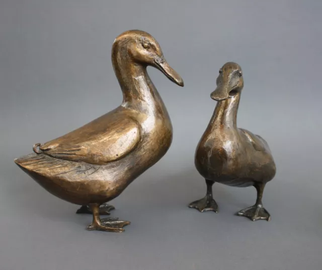 Duck pair duck and erpel by Kurt Arentz bronze sculpture