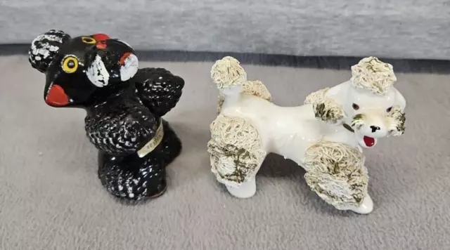 Lot Of 2 Spaghetti Poodles Black White Figures (B6)