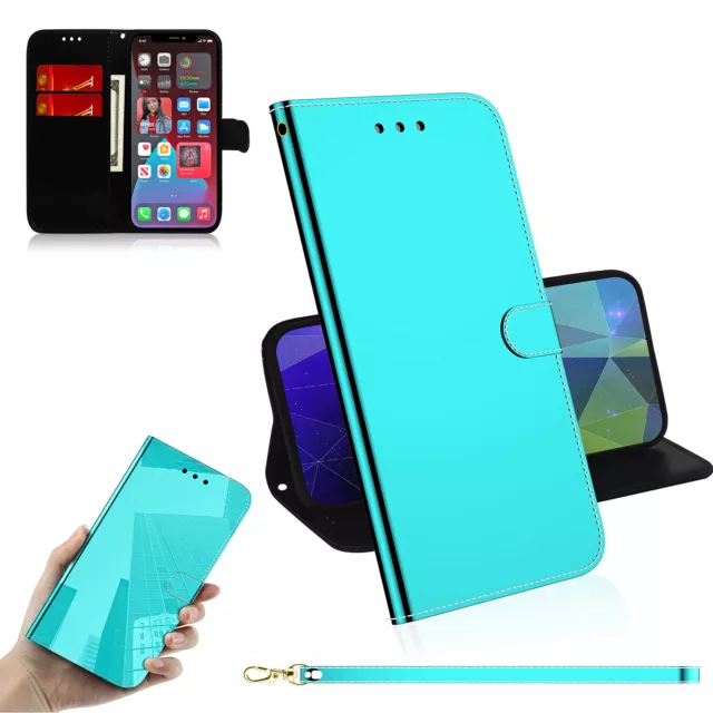 Flip Magnetic PU Leather Imitation Mirror Card Soft Cover For Various Phone Case