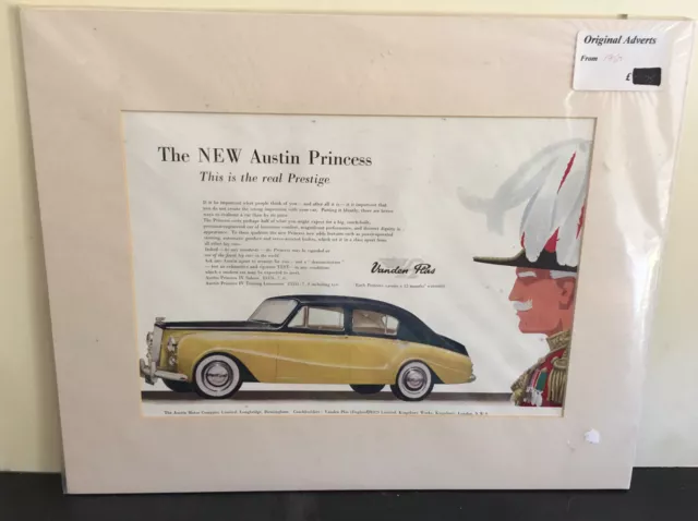 Original Vintage Advert mounted ready to frame Austin Princess Motor Car 1957