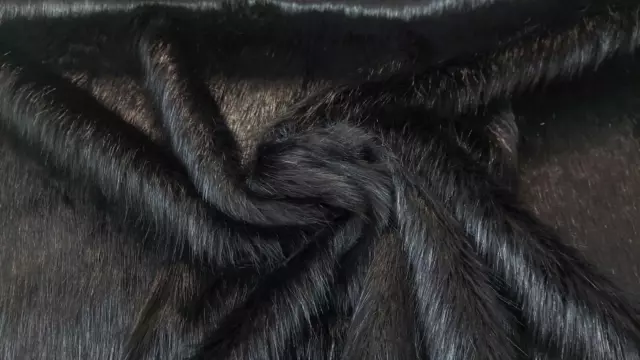 Super Luxury Faux Fur Fabric Material - LONG PILE BLACK