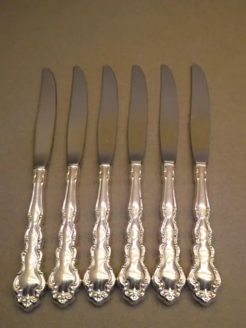 Oneida Community Set Of Six 9" Dinner Knives  Mansion House Silver Plate Handle