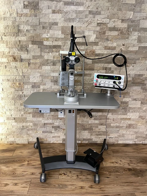Ellex Solitaire 532 Green Argon Ophthalmic Laser w 30XL Slit Lamp & Table