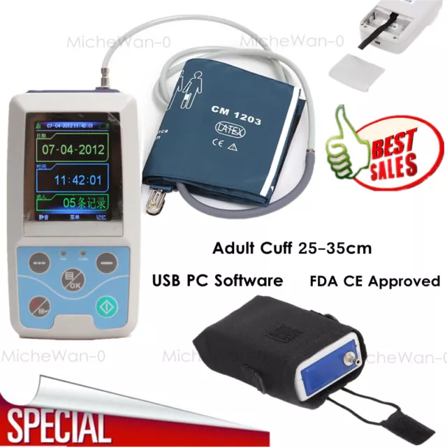 ABPM50 NIBP Holter, Upper Arm Digital Blood Pressure Monitor, USB PC SW, Adult
