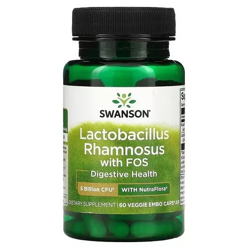 Swanson Lactobacillus Rhamnosus with FOS, 5 Aid Digestive Health 60 Veg Capsules