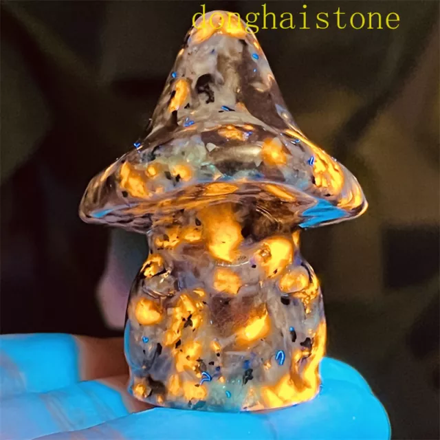 2" Natural Yooperite witch skull Quartz Flame's Stone Crystal Skull Figurines 1x