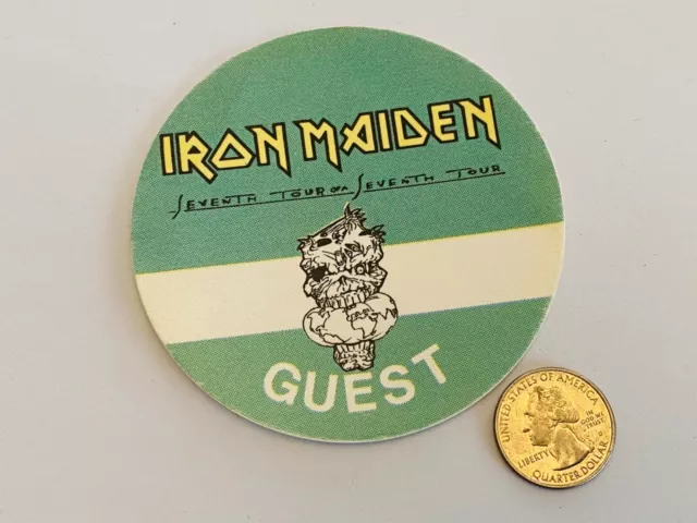 Iron Maiden Rare Official 1988 Seventh Tour of a Seventh Tour Back Stage Pass