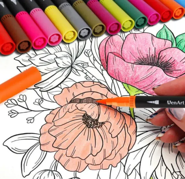 Dual Tip Pinselstifte: Filzstift Set 24 Farben Malstifte Kunst Marker für K