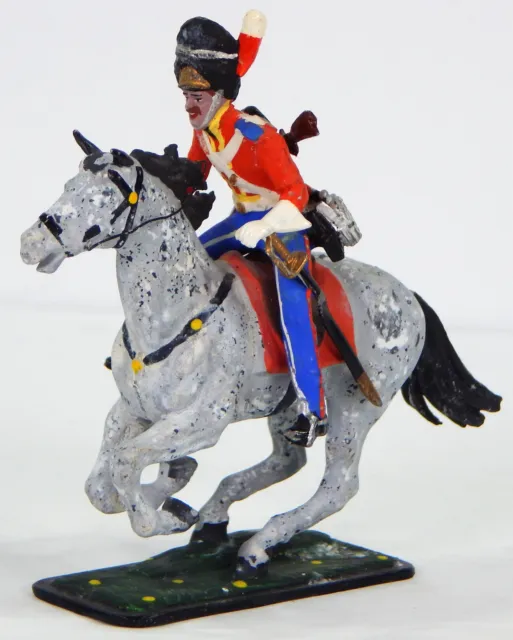 Vintage Royal Scots Dragoon Horse Back Lead Soldier Figure Metal Toy British