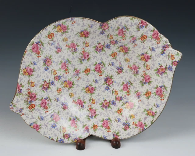 RARE SHAPE Royal Winton ELEANOR Chintz Footed Bowl Dish Serving Grimwades