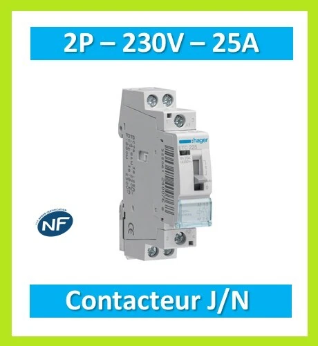 Contacteur Hager ES220A 25A Jour/nuit - Pour Heure Creuse - 2 Contacts Fermeture - Occasion