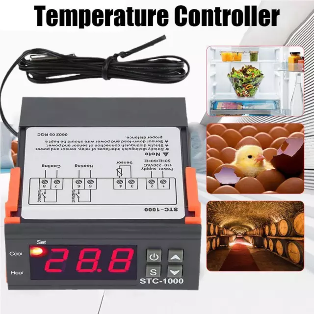 STC-1000 12V/24V/110-220V 12-72V Digital Temperature Controller NTC. X2R8