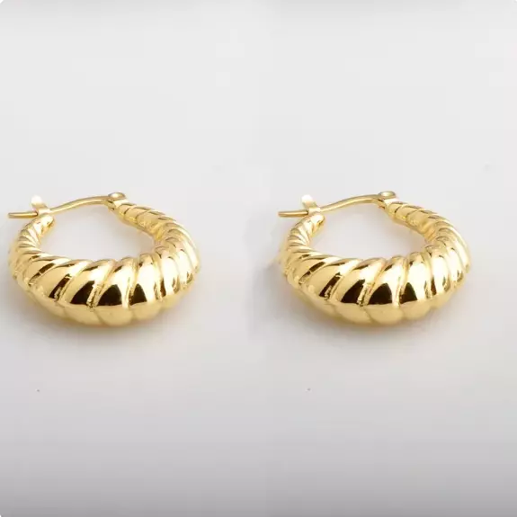 18ct Gold-Plated 25mm Twisted Hoop Earrings (Design 2)