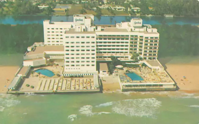 Postcard ~ The Barcelona Hotel ~ Miami Beach Florida FL Pools Luxury c1960 Vtg