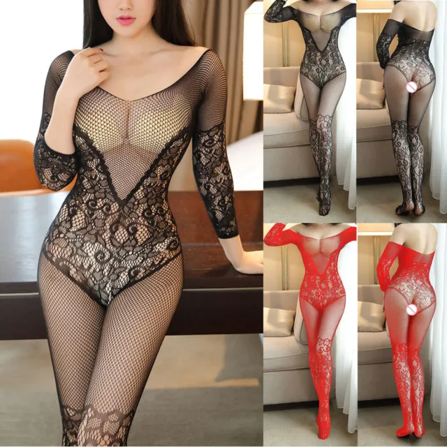 Mujer Body Sexy Medias Rejilla Mono Lencería Ropa Interior Dormitorio Picar <