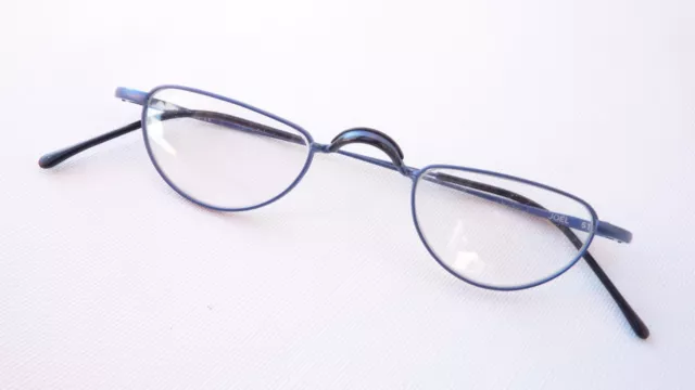 Blaue Brille Lesebrille ohne Gläser Halbbrillen Gestell Metall schmal Gr. S