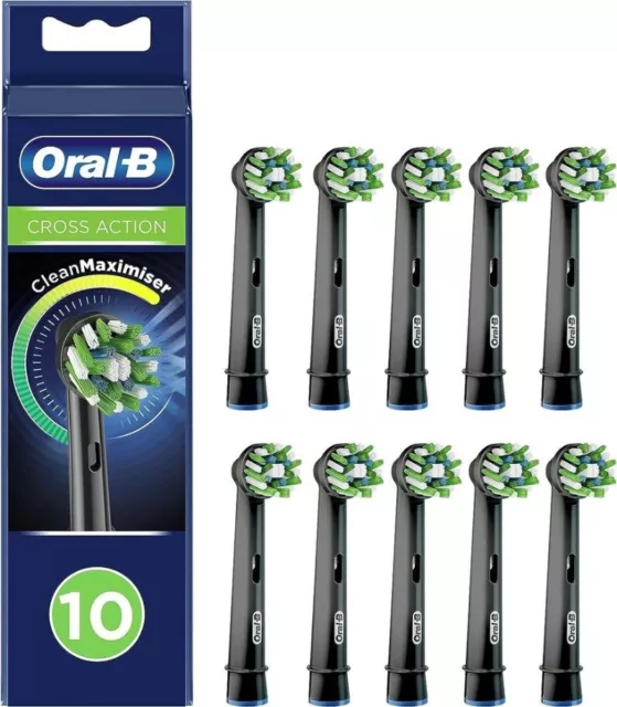 Oral-B CrossAction Aufsteckbürsten 10x Zahnbürstenaufsatz CleanMaximiser Schwarz