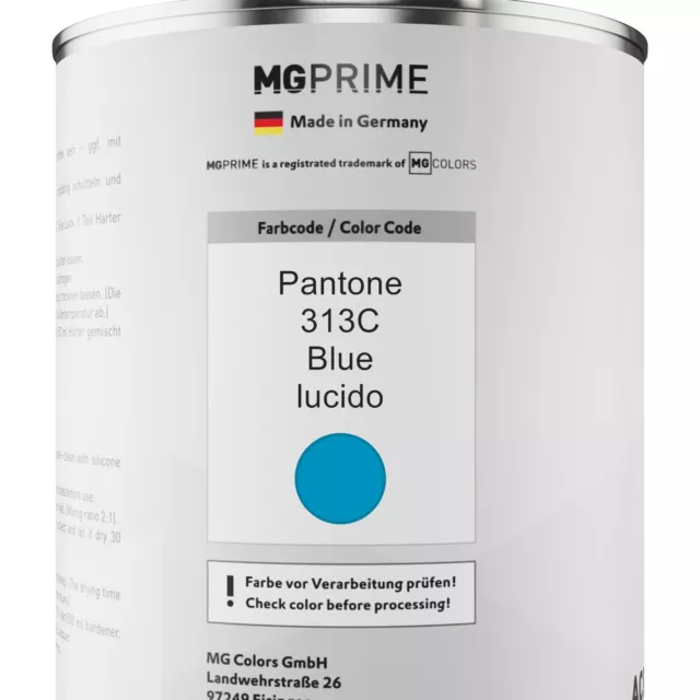 Pantone 313C Blue lucido Vernice acrilica 1,5 litri in barattolo incl. indurente 2