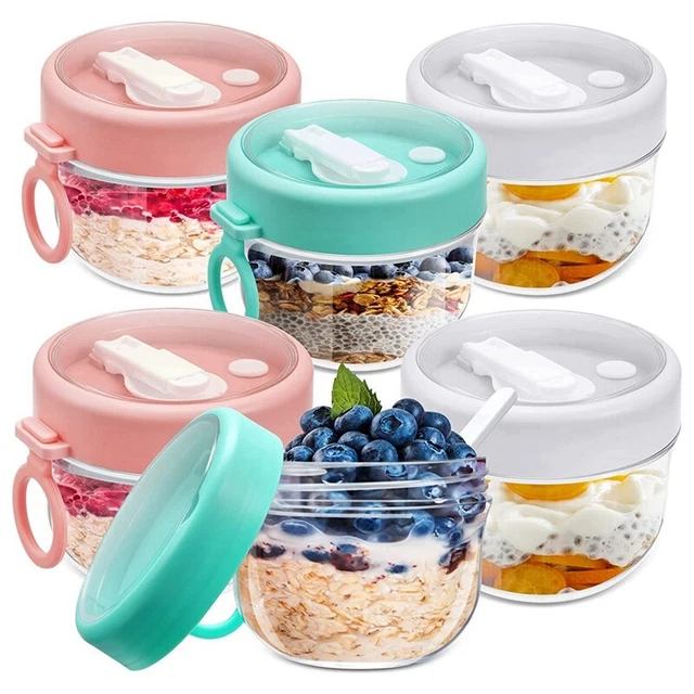 Aphmeir Contenitori per avena durante la notte con coperchi, in acciaio inox da 567 ml, barattoli di avena con cucchiaio, contenitori per alimenti isolati(blu