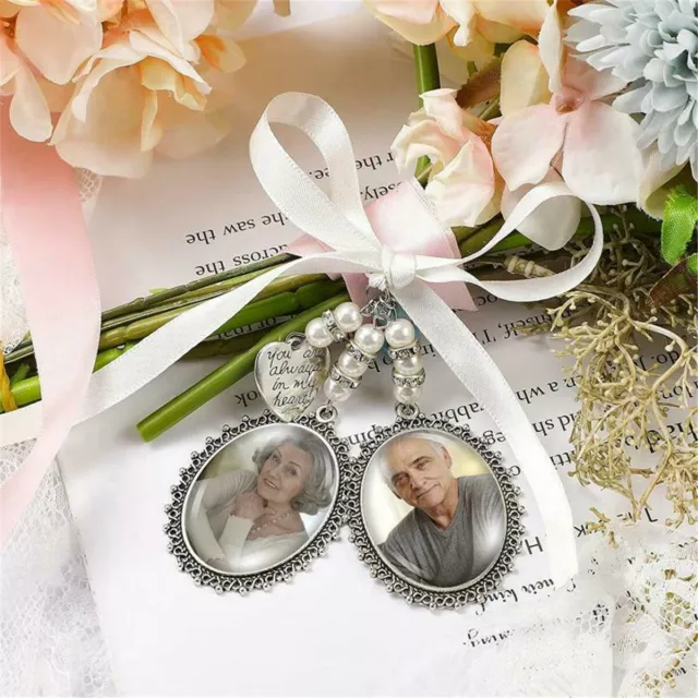 Bridal Bouquet Heart Photo Frame Memory Charm Wedding With Heart Beads Handmade