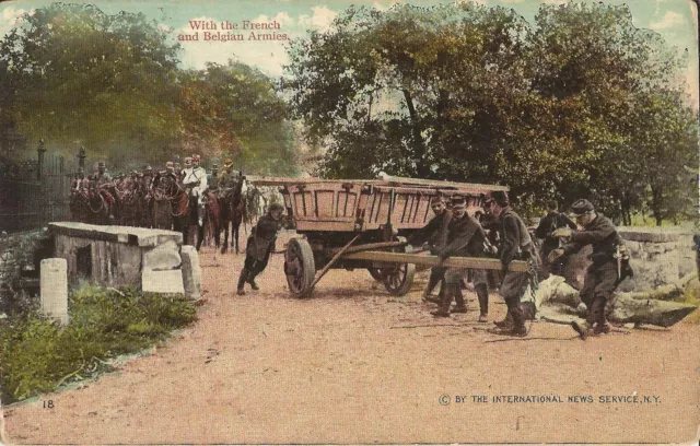 WWI - French & Belgian Armies - Namur, BELGIUM - French Calvary - Wagon