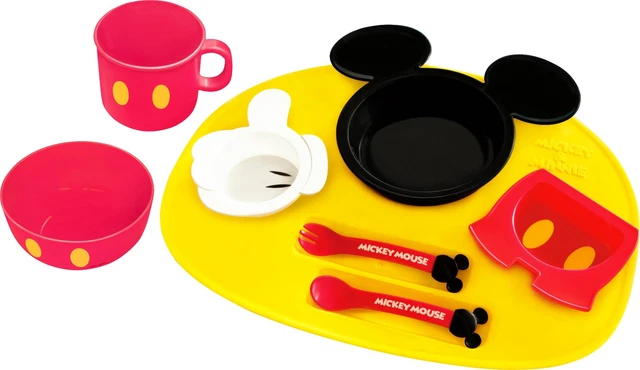 Juego de vajilla Nishiki Kasei Disney Mickey Mouse Icono bebé platos utensilios Japón
