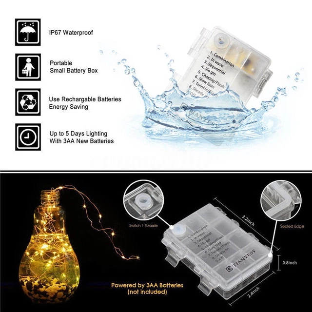 USB Twinkle LED String Fairy Lights Copper Wire Party Remote 5-20M 50/100/200LED 3