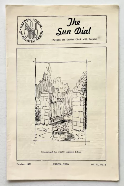 1956 Sun Dial Akron Ohio Garden Forum Vintage Newsletter Castle Garden Club OH