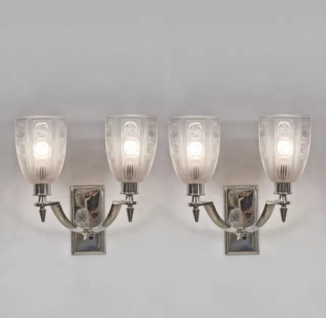 a pair of French 1930s Art Deco Wall Sconces by  Sevba & Petitot          france