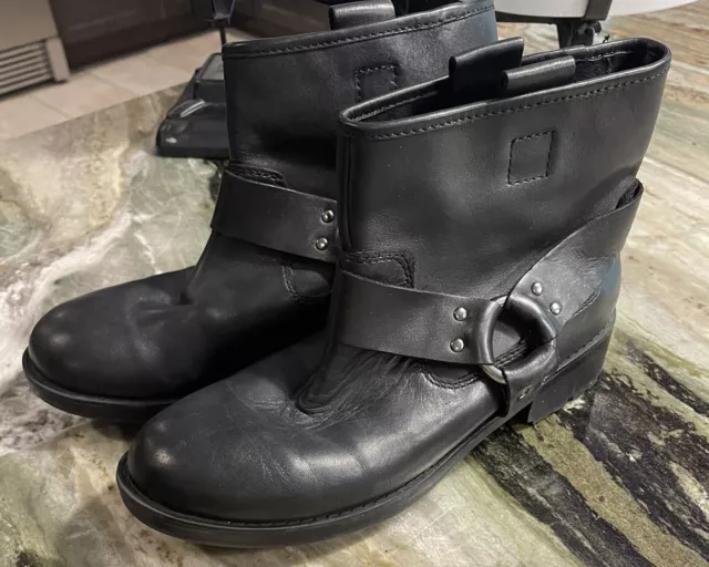 Silence + Noise Women's Black Leather Moto Boots - Size 8￼ 3