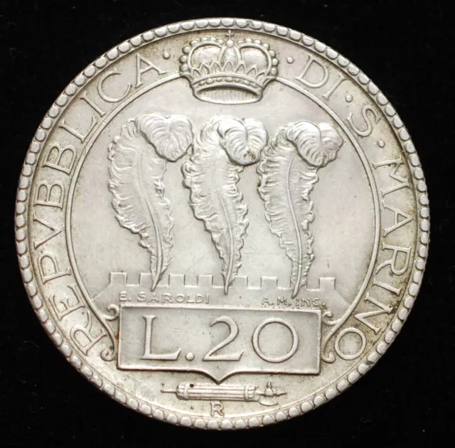 1933 San Marino 20 Liras Qfdc