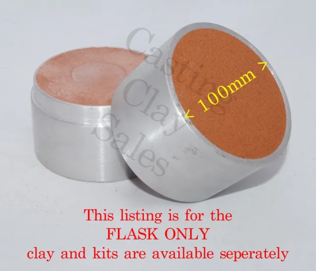 100mm 2 Part Casting Flask - Delft Style Clay Sand Rings Silver Impression
