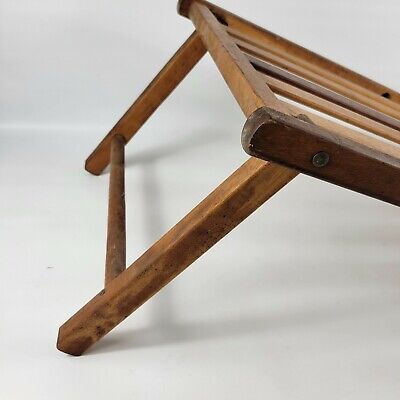 Vintage Wood Folding Chair Leg Rest Rare 4