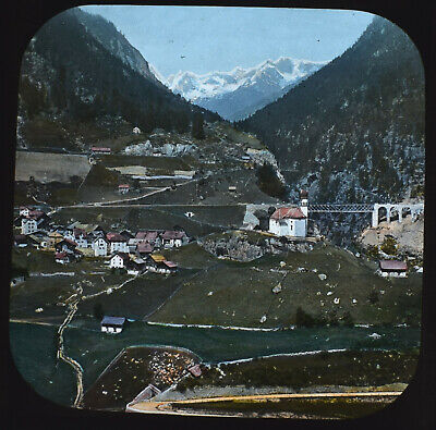 WASEN GENERAL VIEW SWITZERLAND C1887 OLD PHOTOGRAPH Magic Lantern Slide