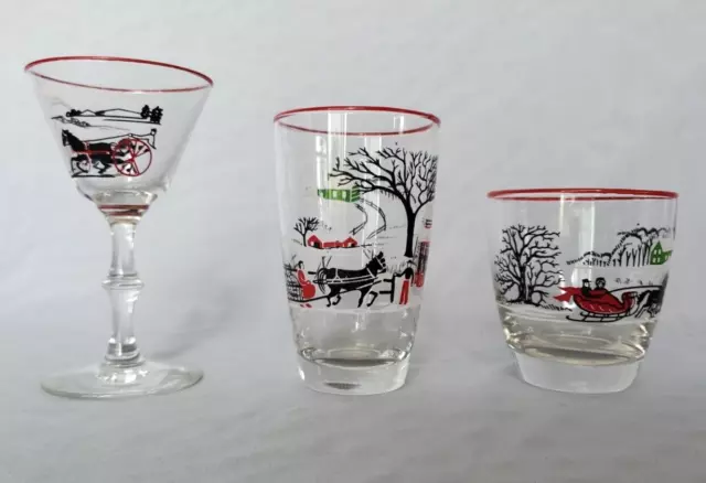 HTF! Currier & Ives/Christmas (Sleigh) Drinkware by Libbey, Your Choice!