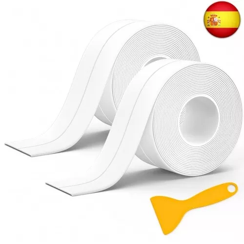 2 Rollos Cinta Baño Selladora, Blanco Cinta de Sellado Impermeable