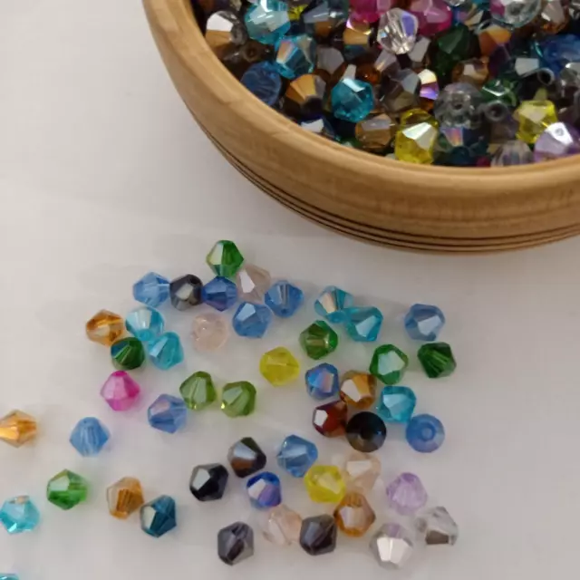 48pcs 6mm Colour Mix AB Bicone Glass Crystal Beads DIY Jewellery AUS Free Post