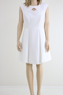Karen Millen White Zigzag Patterned A Line Cocktail Party Mini Dress UK 14 42
