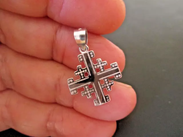 Cruz De Plata De Los Cruzados De Jerusalén, Colgante Bendito En Jerusalén #77