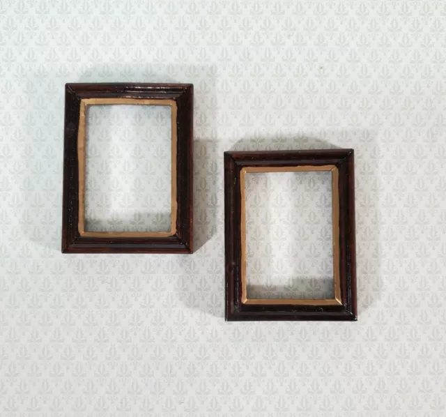 Dollhouse Picture Frames x2 Small Wood Gold Accent 1:12 Scale Miniature D1956