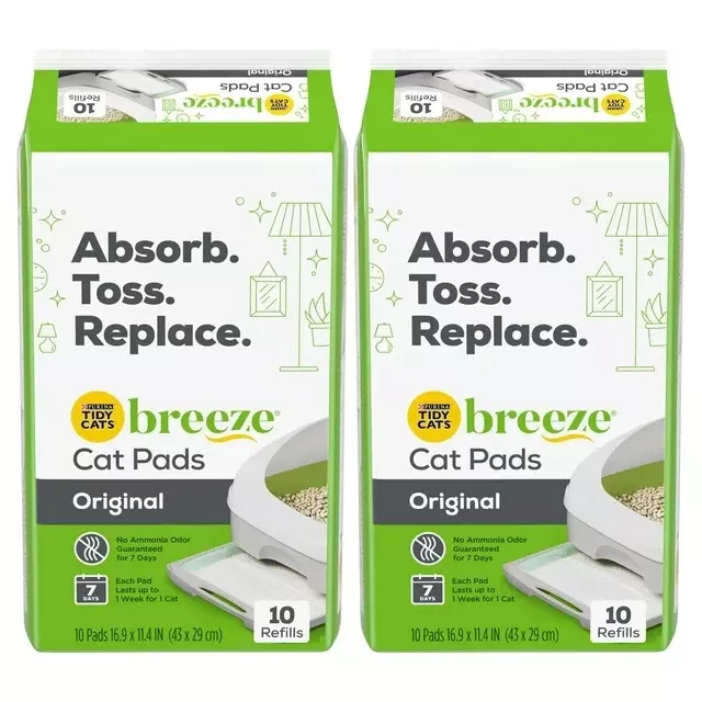 (2 pack) Purina Tidy Cats Breeze Litter System Cat Pad Refills, Breeze 10ct. Ref