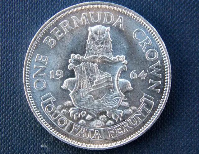 Bermuda One Crown Silver coin 1964,#2