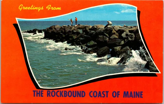 Postcard Greetings From The Rockbound Coast Of Maine Flag Shape Picture
