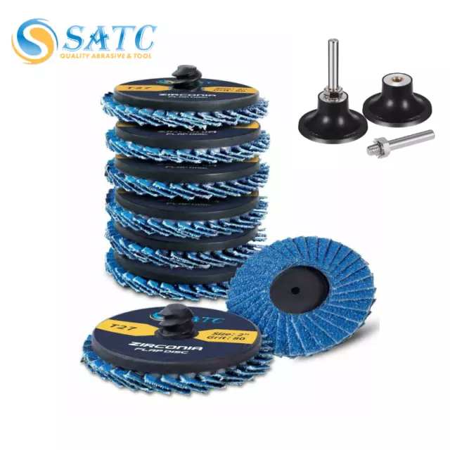 10PC Quick Change 2 inch Roll Lock Flap Sanding Disc 40-120 Grit for Die Grinder