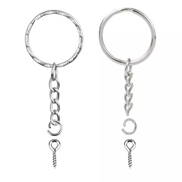 50x Silver Screw Eye Pin for Key Chains with Jump Chain for W