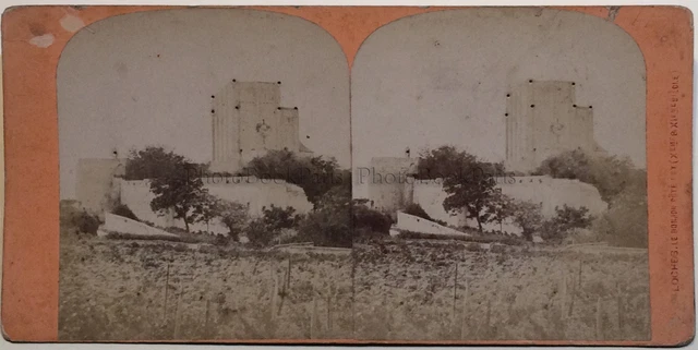 Château de Loches France Photo Stereo Albumine Perforations pour la lumière