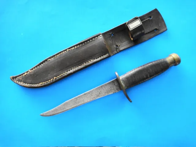VINTAGE Large  Knife  with Leather Sheath