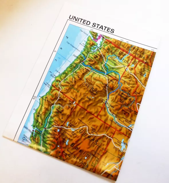 Landkarte USA Wandkarte physisch Plakat Poster Reise US United States Hawaii NY 2
