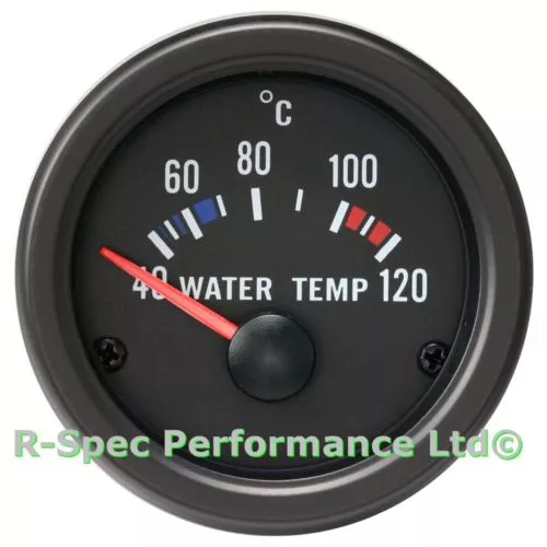 52mm Black Face / Clear Lens Water Temp Temperature Gauge Kit - With Sensor