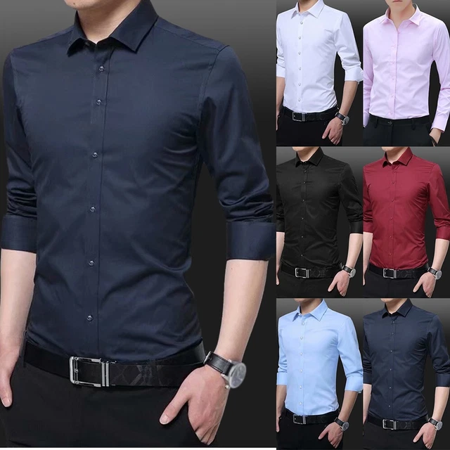 Camicia uomo con bottoni camicie da uomo fit camicie uomo maniche lunghe slim top business